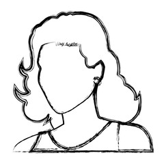 sketch woman face comic. hand drawn girl portrait. vector illustration