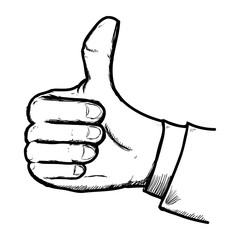 thumb up gesture line icon, vector illustration