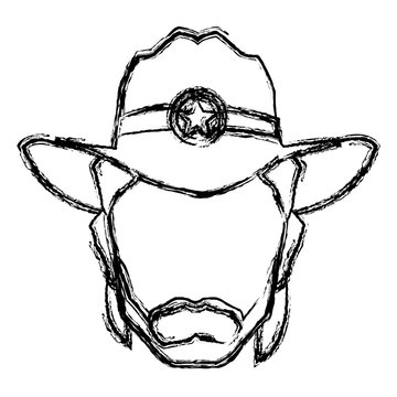 silhouette man cowboy wear hat image vector illustration