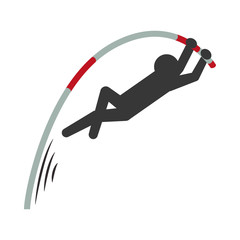 pictogram man practice pole vault sport, vector illustration