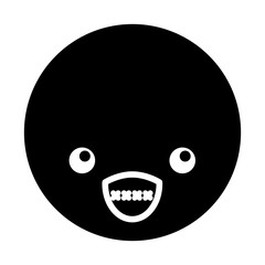 cute black kawaii emoticon face vector illustration graphic design