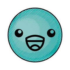 cute blue kawaii emoticon face vector illustration graphic design