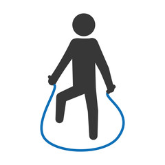 pictogram man jumping rope workout, vector illustration