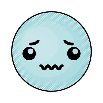 cute blue kawaii emoticon face vector illustration graphic design