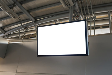 Blank LCD Screen mock up in Subway station .