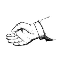 man hand gesture hand drawn, vector illustration