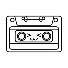cute kawaii cartoon cassette vector illustration graphic design
