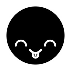 cute black kawaii emoticon face vector illustration graphic design