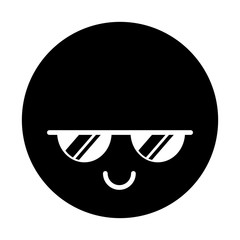 cute black kawaii emoticon face vector illustration graphic design