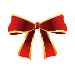 red bow golden border decoration christmas element vector illustration