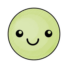cute green kawaii emoticon face vector illustration graphic design