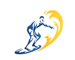 Passionate Extreme Sports Surfing Athlete In Action Logo