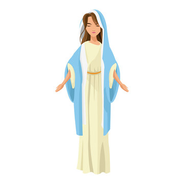 cartoon cute virgin mary character nativity design. vector illustration