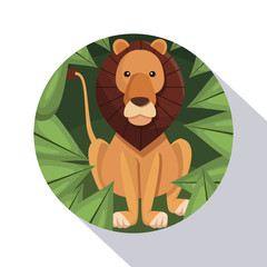 circular frame shading of poster closeup lion in the jungle vector illustration
