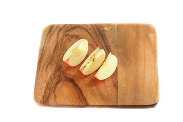 Apple slice on Chopping board. white background