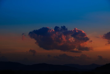 sunset beautiful in sky dark color and silhouette tree colorful landscape twilight time