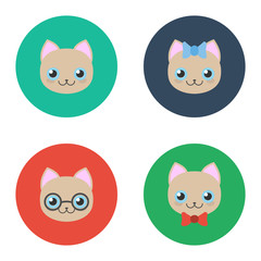 set of vector flat cat icon isolated on white background. Character template for design your app or game