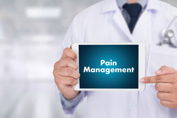 Pain Management Medical Concept doctor hand working