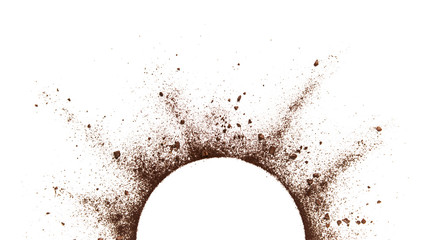 Coffee powder splash isolated on white background