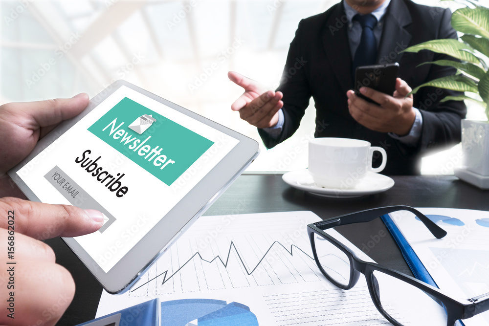 Poster join register newsletter to update information and subscribe register member