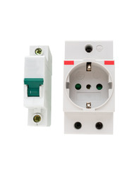  Electric circuit breaker and socket, power outlet.