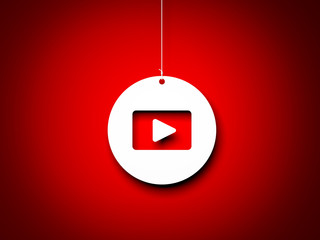 Red and white play button - 3d interpretation. 3d rendered image