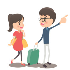 旅行する家族　カップル