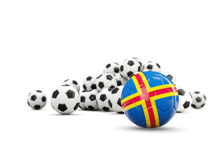 Obraz premium Football with flag of aland islands isolated on white
