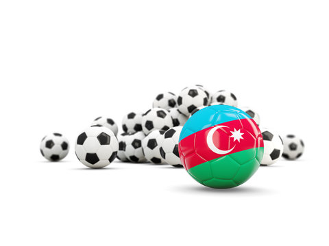 Football with flag of azerbaijan isolated on white