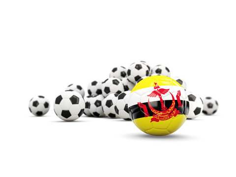 Football with flag of brunei isolated on white