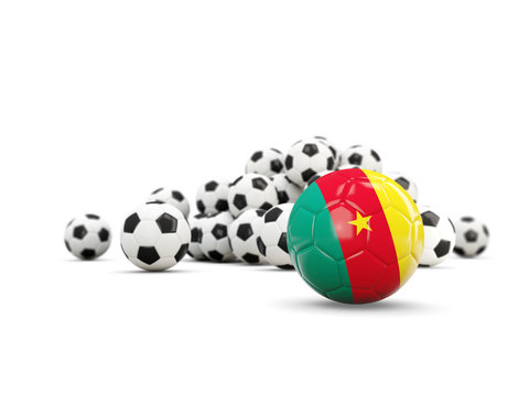 Football with flag of cameroon isolated on white
