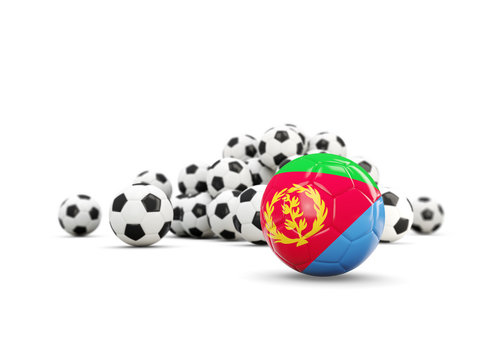 Football with flag of eritrea isolated on white