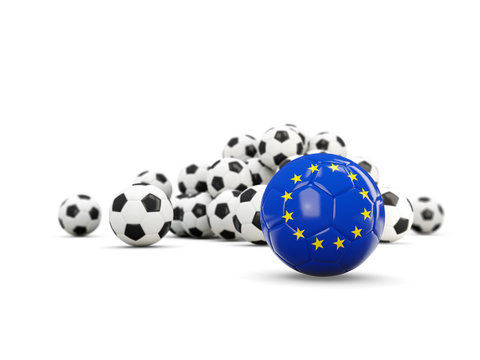 Football with flag of european union isolated on white