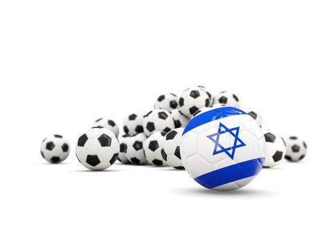 Football with flag of israel isolated on white