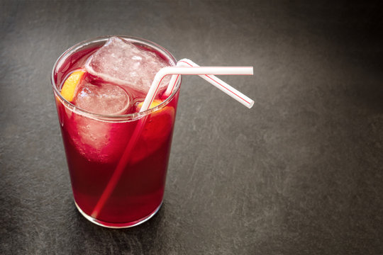 Tinto de verano, traditional Spanish summer drink, with copyspac