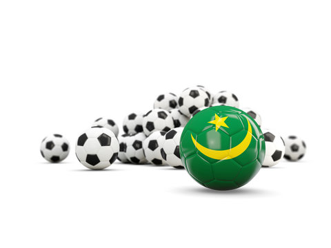 Football with flag of mauritania isolated on white