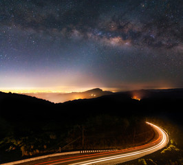 Milky way before sunrise at Chiangmai province, Thailand