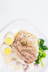 Stewed pork leg on rice