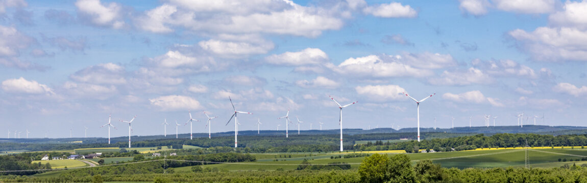 panoramic view of wind generators