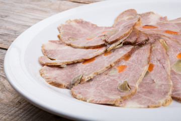 Sliced beef or ham