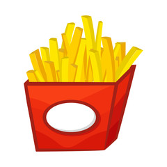Vector illustration of cartoon french fries in paper box