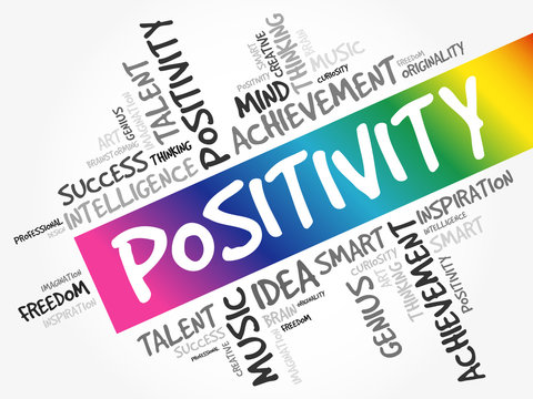 Positivity word cloud collage, creative business concept background