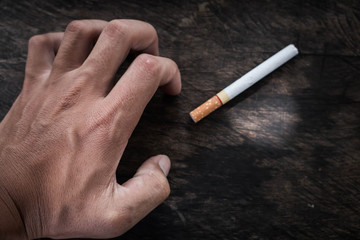 Man prohibit not to smoke, Concept stop smoking.