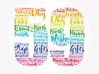 Happy 59th birthday word cloud collage concept