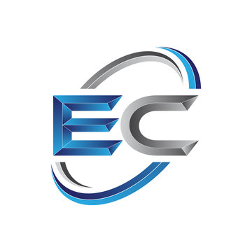 Simple initial letter logo modern swoosh EC