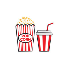 Popcorn bag and cup of soda icons