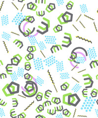 Geometric seamless vector pattern in memphis style