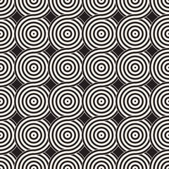 Vector seamless geometric pattern composed with circles and lines. Modern stylish rounded stripes texture. Repeating abstract background