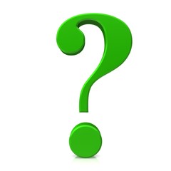 question mark 3d colored green interrogation point punctuation mark asking sign isolated on white business in high resolution for business presentation and print