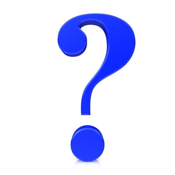 question mark 3d colored blue interrogation point punctuation mark asking sign isolated on white business in high resolution for business presentation and print